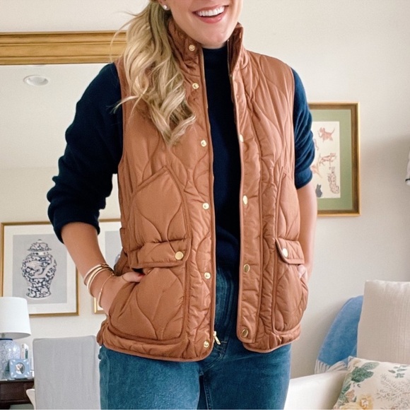 J. Crew Women's Quilted Excursion Puffer Vest in Dark Nutmeg Size S - Picture 14 of 14